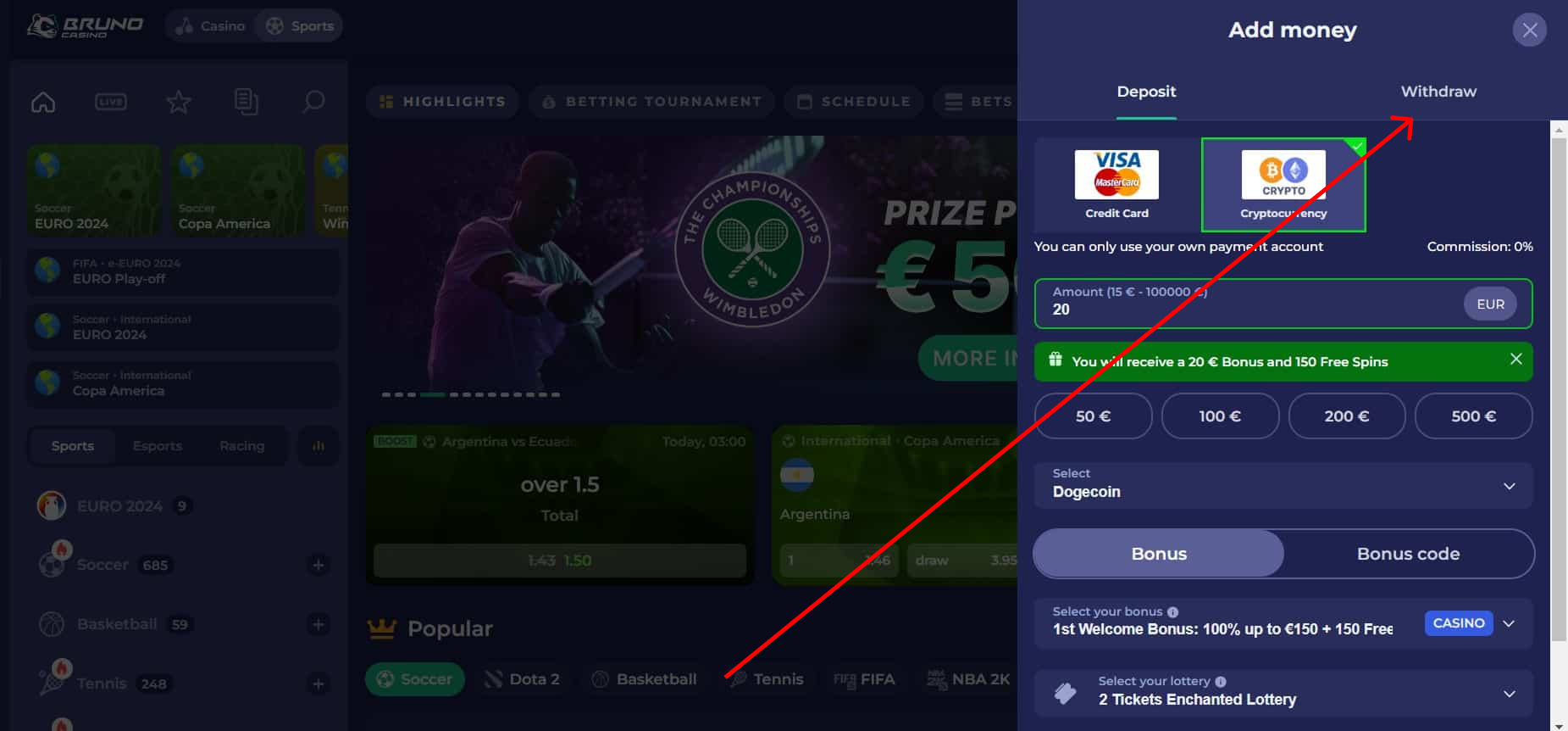 Bruno Casino Storten en Opnemen